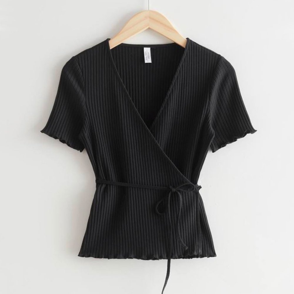 & Other Stories Ribbed Wrap Top